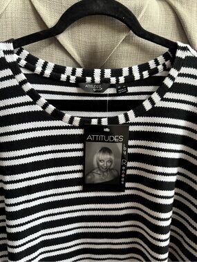Attitudes by Renee Black & White Striped Knit Top